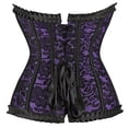 thumbnail image 3 of Corset Tops for Women Floral Lace Corset Bustier Plus Size Overbust Corset Purple S, 3 of 5