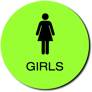 California GIRLS Restroom Door Sign-Laserglow / Black (1 Unit)