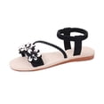 thumbnail image 2 of YTCAMLO Glitter Flat Sandals for Women, Casual Open Toe Floral Strappy Sandals with Ankle Strap, Travel Vacation Wedding Shoes, 2 of 9