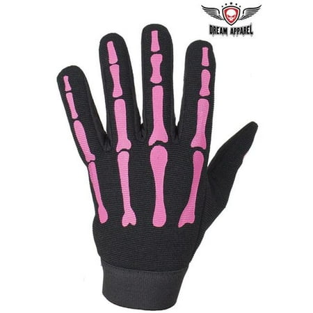 

Dealer Leather GL2045-PINK-XS Pink Mechanic Skeleton Gloves - Extra Small