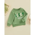 thumbnail image 4 of Elippeo Toddler St. Patrick's Day Toddler Kids Baby Boy Girl Sweatshirts 6M 12M 18M 24M 3Y Fuzzy Letter Embroidery Long Sleeve Round Neck Pullover Loose Tops, 4 of 10
