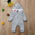thumbnail image 3 of Inevnen Newborn Infant Kids Boys Girls Shark Jumpsuit Long Sleeve Zipper Hooded Romper, 3 of 9