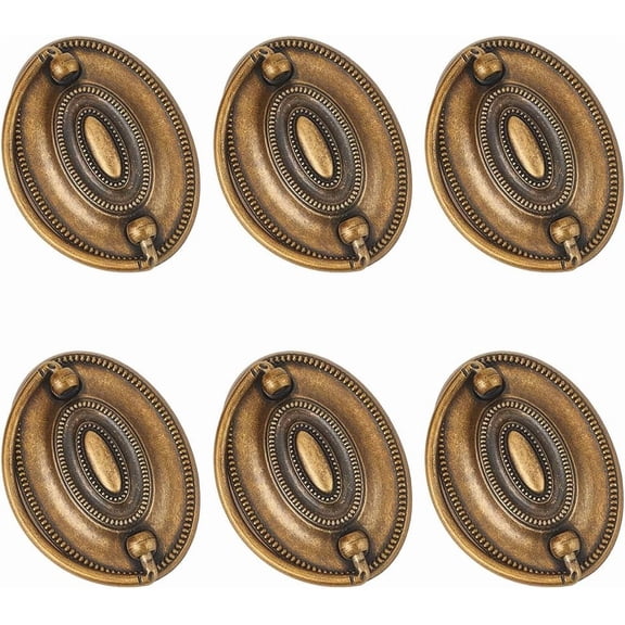 6sets Alloy with Iron Drawer Pull Drop Swing Handles Cabinet Handles Doorknob Accessories with Screw Oval Red Copper 59x80x21mm