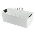 thumbnail image 6 of 67-in L x 33.5-in W White Acrylic Center Drain Freestanding Whirlpool Tub with Faucet - Handshower - Headrest - 8 Water Jets, 6 of 17