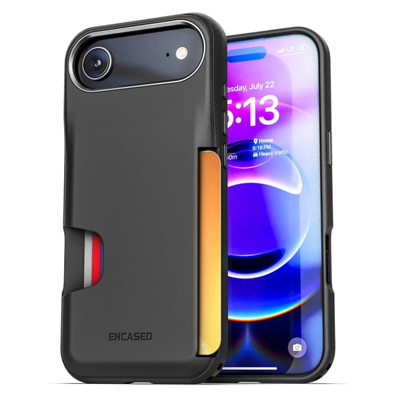 Encased for iPhone Air Wallet Case (Cache Series) - Protective Phone Case with Built-In Card Holder Slot (Black)