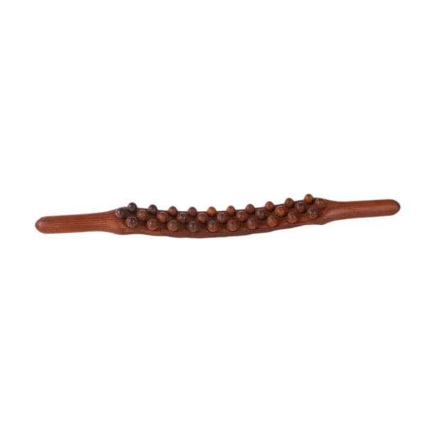 Herramienta Guasha con cuentas, raspador de madera, palo de masaje para espinillas y espalda. Perlas carbonizadas 31