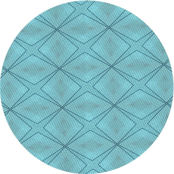 Ahgly Company Machine Washable Indoor Round Transitional Blue Ivy Blue Area Rugs, 8' Round