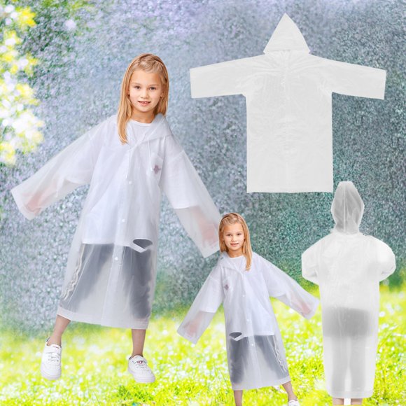 Oliegs Heated Blanket Kids Rain Raincoat For Girls Boys Reusable EVA Clear Portable Rain Coats Lightweight Jackets With Hood Chocolate