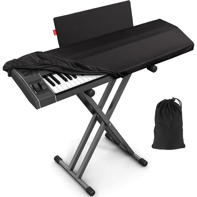 Cubierta antipolvo para teclado de piano para 88 teclas, con cubierta de piano eléctrico, almacenamiento a prueba de polvo y lavable, negro