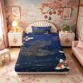 thumbnail image 4 of Manfei Traditional Koi Twin Sheet Sets for Girls Women, Gold Wave Bedding, Blue Gold Orange 3pcs, 1 Flat Sheet, 1 Fitted Sheet and 1 Pillowcase, 4 of 6