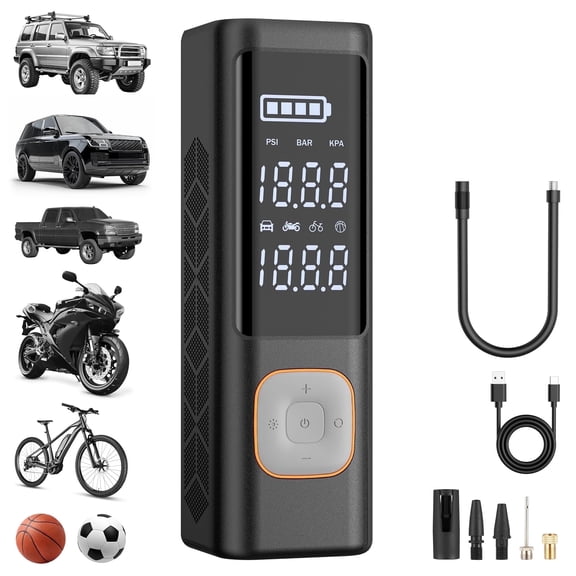 Naipo Portable Cordless Tire Inflator 150 PSI 1 Min Fast Digital Pressure Gauge Air Compressor 7800mAh Rechargeable Pocket Air Pump for Car Bicycle Balls Motorcycles Mattress