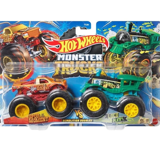 Set de Autos Monster Trucks Duetos De Demolicion Spur Moment vs Loco Punk
