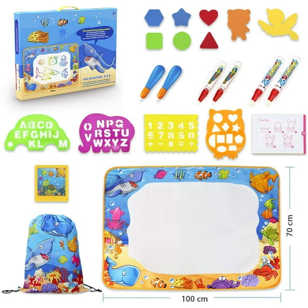 Water Doodle Mat - Kids Painting Writing Doodle Toy Mat - Color Doodle Drawing  Mat Bring Magic Pens Educational Toys For Age 2 3 4 5 6 7 Year Old