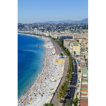 High view of the Promenade Anglais and beach, Nice, Alpes Maritimes, Cote d'Azur, Provence, France, Print Wall Art By Fraser