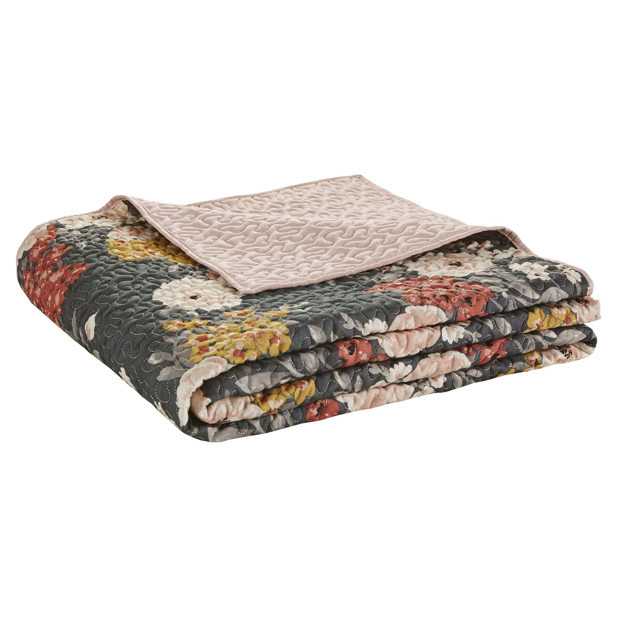 Mainstays Grey Floral King Quilt