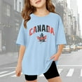 thumbnail image 2 of Tfken Girls Tshirts For Summer Maple Leaf Print Short Sleeve Crew Neck Tops Fashion Casual Daily Wear Toddler Soft Tops Blue Size 3-4 Years, 2 of 5