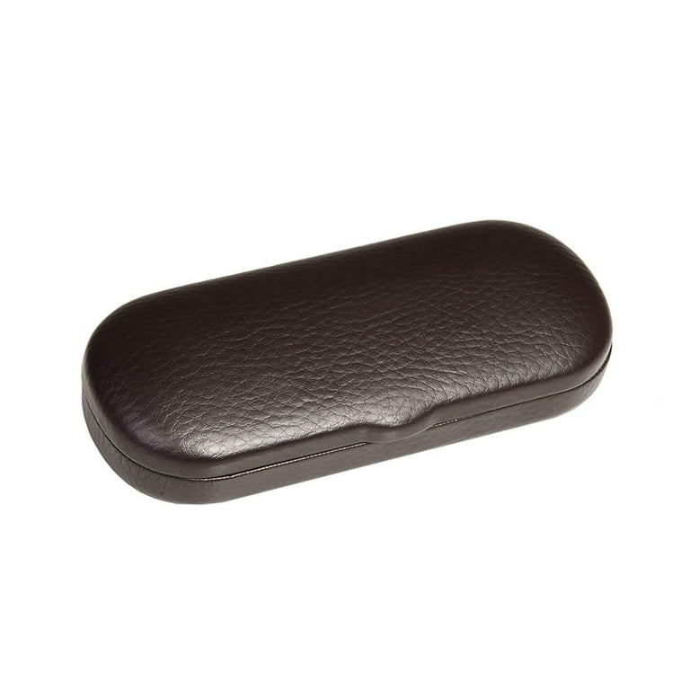 Hard Metal Bodied Eyeglass Case with Lip for Medium Frames in Brown 