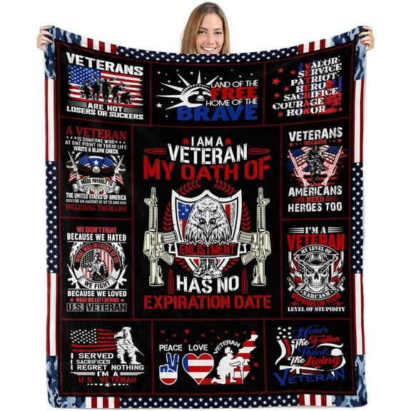 Veterans Gifts, Gifts for Veterans Blanket, Vietnam Veteran Gifts, Veterans Day Gifts for Hard Head Veteran Gifts for Men Fathers Day, Navy Army Air Force Veteran Gifts Throw Blanket 50”x60”