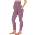 thumbnail image 3 of Spencer Maternity Women's Leggings with Pockets over the Belly Butt Lift Pregnancy Yoga Pants Activewear Workout Pants (S,Purple), 3 of 9