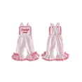 thumbnail image 2 of BemeyourBBs ﻿Toddler Baby Girls Summer Clothes Little Girl Overalls Romper Dady's Mini Letter Sunflower Embroidery Sleeveless Plaid Bell Bottoms Jumpsuit Flare Pants Toddler Girls Summer Outfit, 2 of 9
