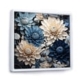 thumbnail image 2 of Designart "Delightful Blossom Of Blue And White Dahlias" Dahlia Floater Framed Wall Decor, 2 of 5