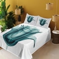 thumbnail image 2 of Ambesonne Rose Fitted & Top Sheet Set with Shams, Flowers Nature, Teal White, 2 of 5