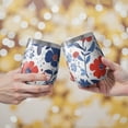 thumbnail image 2 of 12oz Stemless Wine Tumblers Pioneer Flower Vacuum Insulated Stainless Steel Travel Tumbler Cups Mug with Lid and Straw for Champaign,Cocktail,Beer with Cleaning Brush, 2 of 5