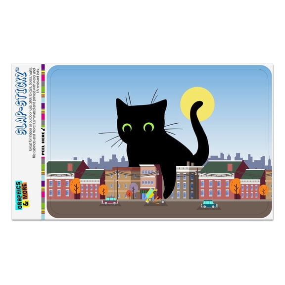 Giant Black Cat Playing with Cars Home Business Office Sign