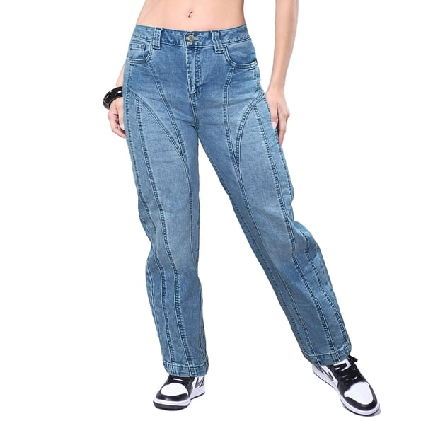 Pantalón Savi Jeans Mom Azul SB4702 Tiro Medio para Mujer