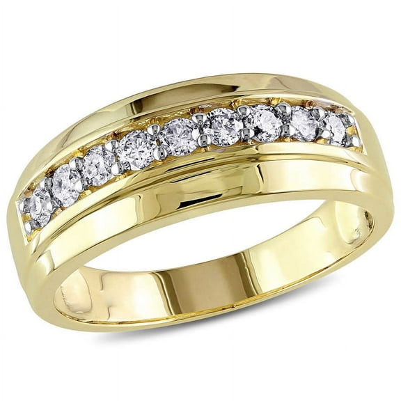 AMOUR Men's 1/2 CT TW Diamond Wedding Band In 10K Yellow Gold