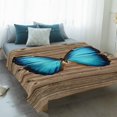 thumbnail image 4 of Blue Butterfly Blanket Soft Cozy Warm Throw Blanket for Couch, Plush Fuzzy Flannel Fleece Blankets for Sofa, Vintage Animal Artwork Brown Wooden Grain Bed Blankets Lightweight Gifts for Men, 40"x50", 4 of 9