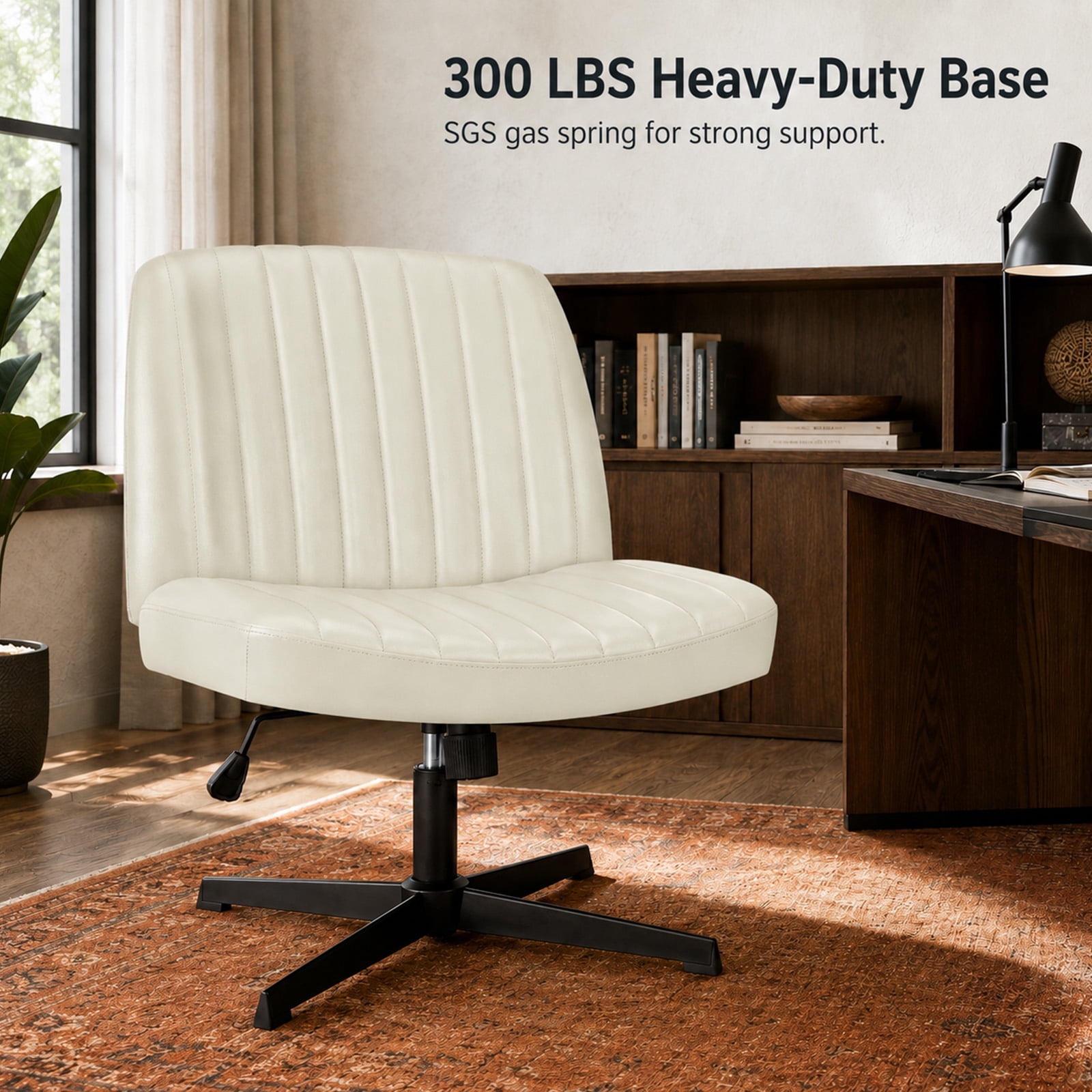 Alvantor Criss Cross Office Chair, No Wheels Armless Swivel, Wide Seat Criss Cross Chair for Home Office & Reading Room