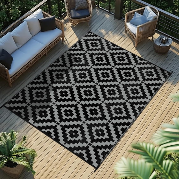 Alfombra de exterior Favoyard, 152 x 244 cm, impermeable y reversible