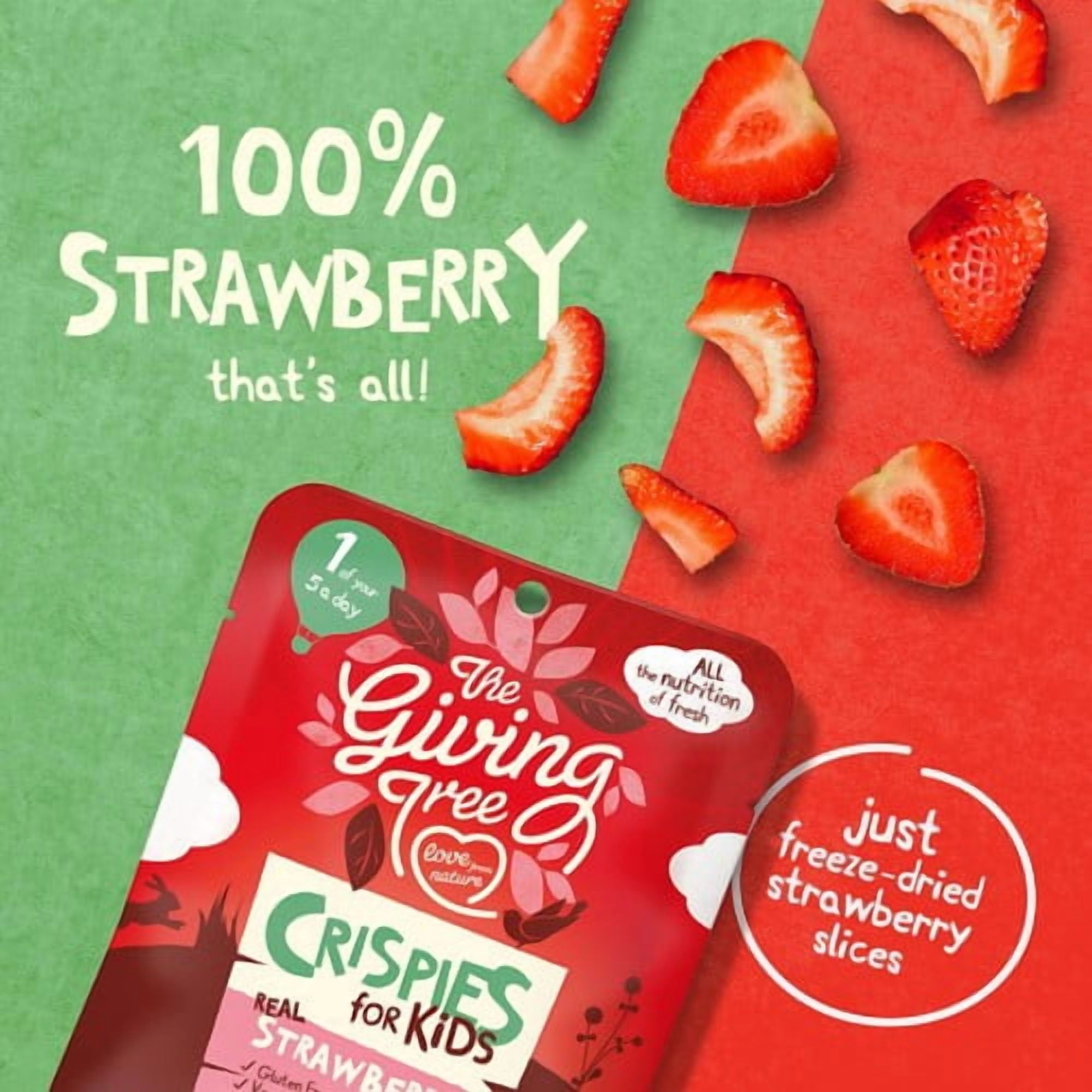 Giving Tree Freeze Dried Strawberry Crispies for Kids 10g, British Import (Pack of 2)