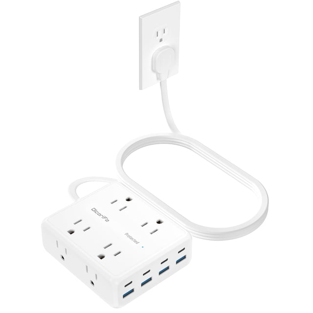 Regleta Olcorife con 8 tomas AC, 8 puertos USB, cable de 3 m y protección contra sobretensiones de 2000 J