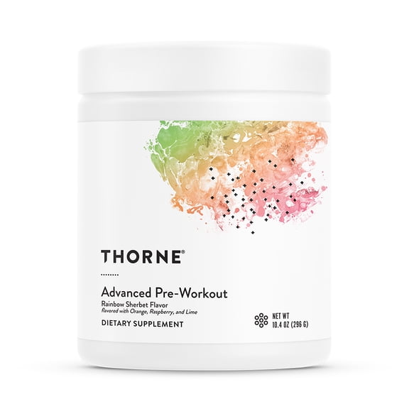 THORNE - Advanced Pre-Workout - Supplement with Amino Acids, Caffeine & Beta-Alanine - Rainbow Sherbet - NSF Certified for Sport - 20 Servings