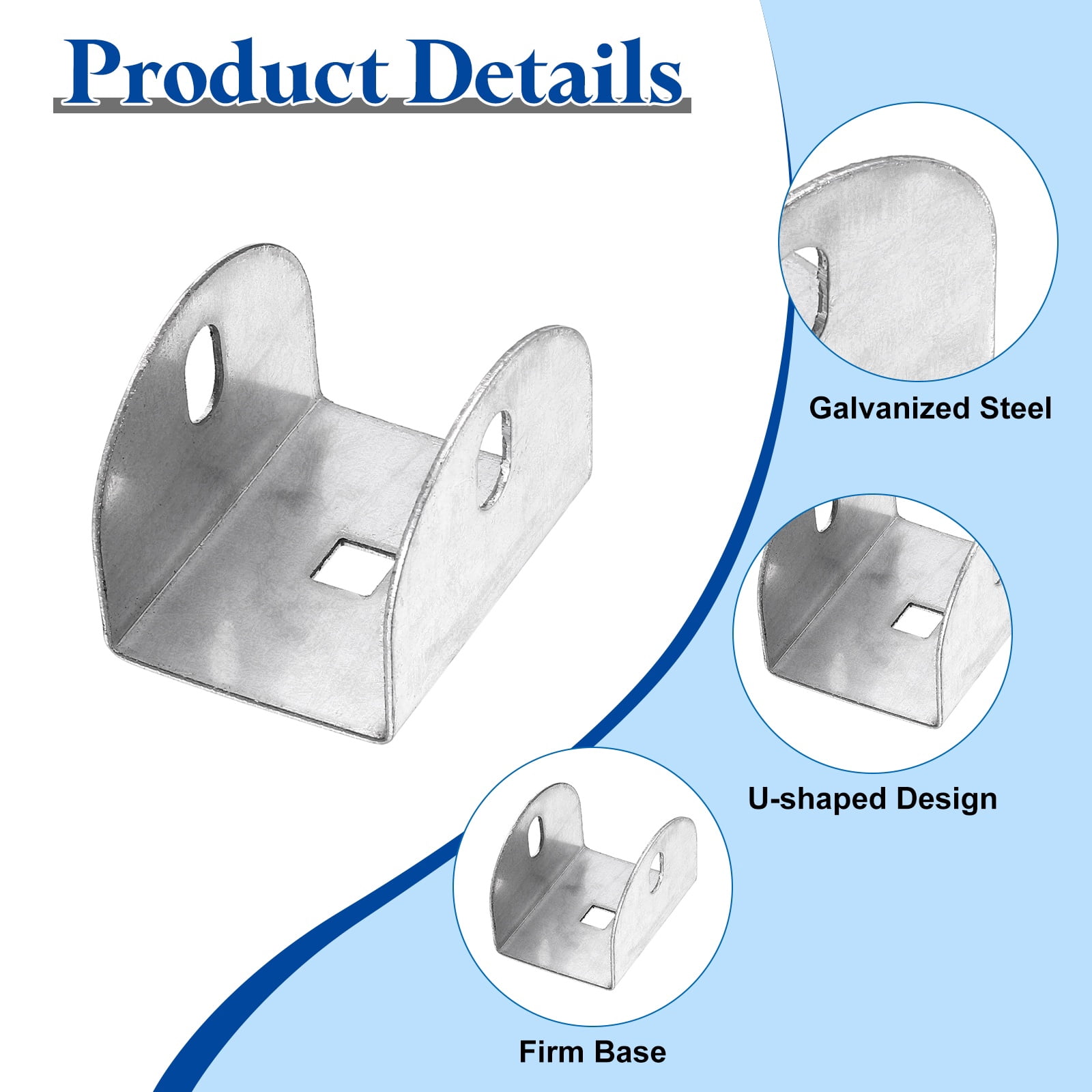 Uxcell 10 Pcs U Bracket for 1.63" Panels, 59 x 44.5 x 41mm Metal U Shaped Fasteners Brackets for Guardrail or Partitions Connection, Silver