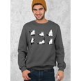 thumbnail image 3 of Ghost Cats Hiding Sheets Halloween Costume Pet Lovers Crewneck Sweatshirt, M, Charcoal, 3 of 6