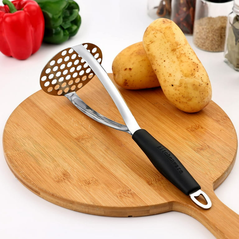 Potato Masher, Potato Masher Stainless Steel, Heavy Duty Hand Masher  Kitchen Tool With Wooden Handle (2 Pcs)