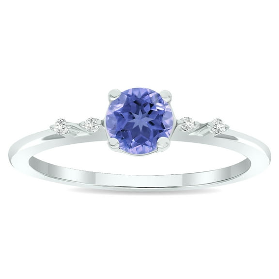SZUL Women's Tanzanite and Diamond Sparkle Ring in 10K White Gold