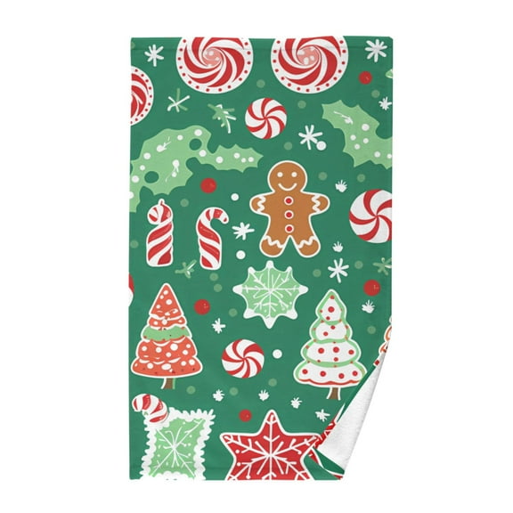 Christmas Candy and Tree Cotton Face Towels Soft Hand Towel Absorbent Bathroom Towel for Kitchen Hotel Decoration