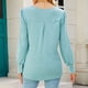 thumbnail image 3 of Blusa de punto con cuello cuadrado, mangas abullonadas y puños abotonados - Camisa informal azul verdosa, mangas largas, corte para mujer, talla L, 3 of 5