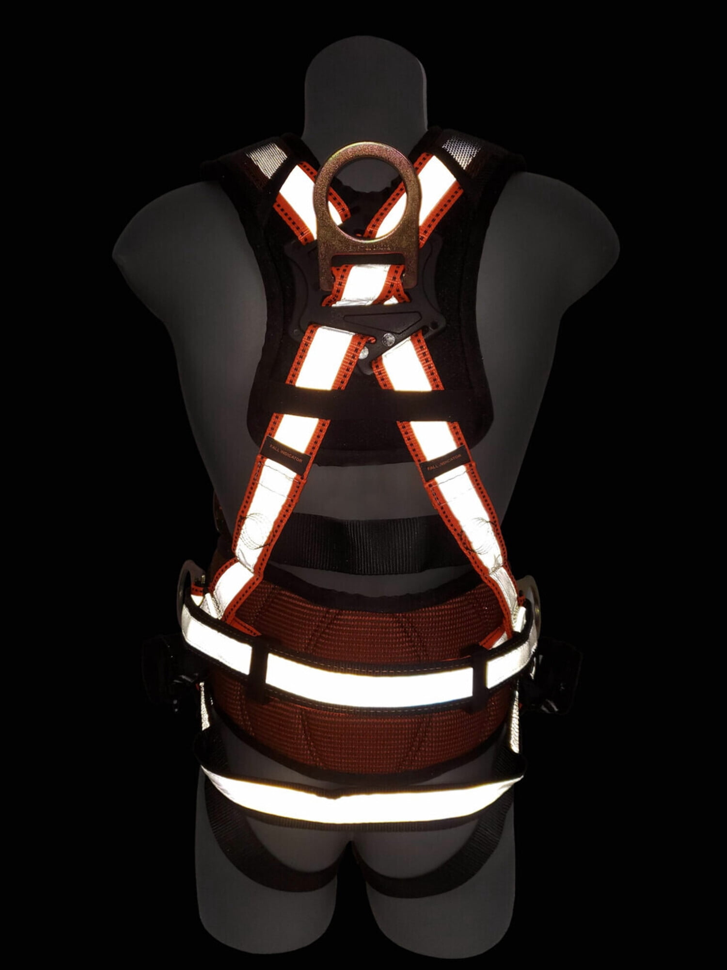 Frontline Fall Protection 100RCTB Combat Reflective Construction Full Body Harness with Tongue Buckle Legs and Trauma Straps | 5 Points of Adjustability | Positioning Belt | OSHA & ANSI Comp