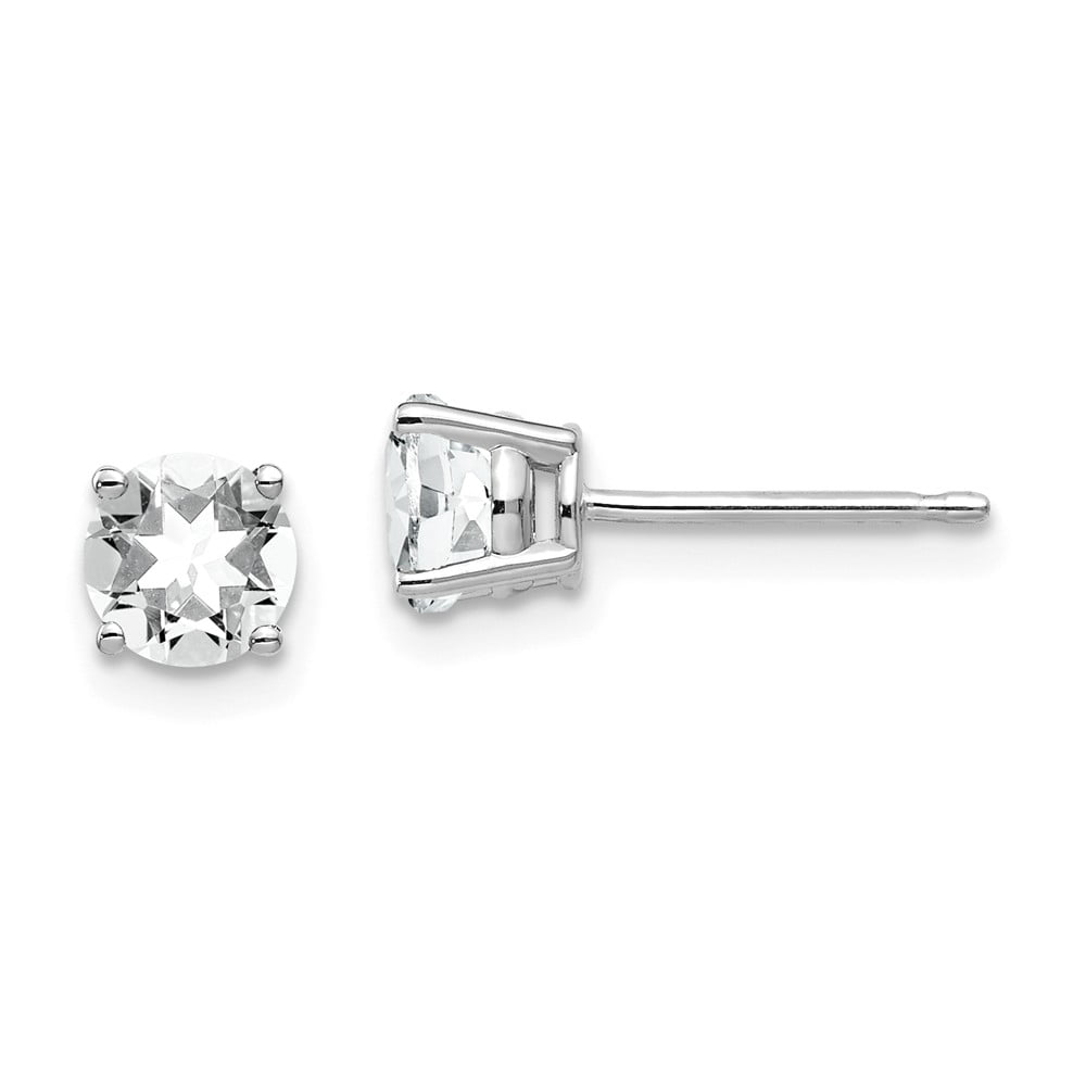 14kt Solid White Gold 5MM 1 Carat Cubic Zirconia Stud Earrings..100% Guaranteed! 