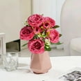 thumbnail image 5 of 5-Branch Artificial Silk Rose Bouquet - Realistic Simulated Flower Arrangement, Soft Silk Petals for Home, Wedding & Table Centerpieces, Bridal Bouquet & Party Decor Accessory, 12.6*12.6in, Hot Pink, 5 of 6