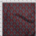 thumbnail image 3 of oneOone Cotton Poplin Dark Red Fabric Leaves & Floral Block Fabric For Sewing Printed Craft Fabric By The Yard 56 Inch Wide, 3 of 4