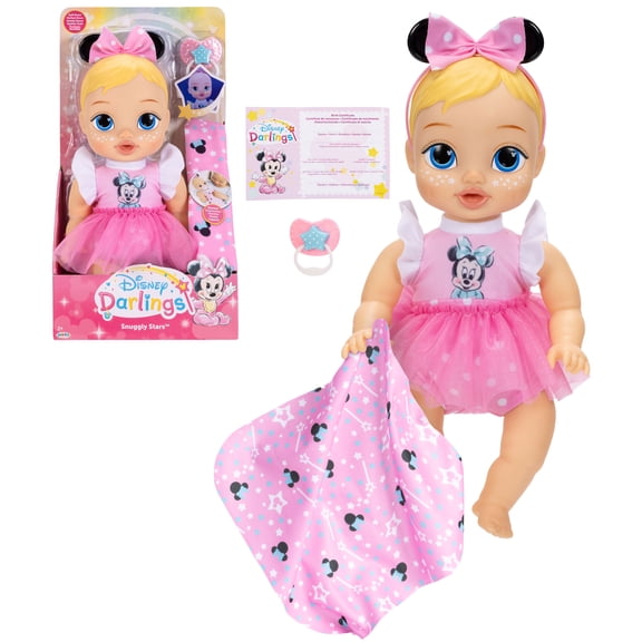Disney Darlings Snuggly Stars Feature Baby Doll Inspired By Minnie Mouse Blonde Hair, Blue Eyes
