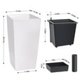 thumbnail image 4 of TROPOW 30" Tall Planters Set of 2, Outdoor＆Indoor Black Planter Pots, High Front Porch Planter Pots with Drainage Holes＆Water Level Monitor＆Inner Bucket, Automatic Watering, White, 4 of 10