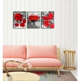 thumbnail image 4 of Wall Art Red Flowers  Framed Canvas Painting  for Home Decorations Wall Decor 12"x16"x3 Panels, 4 of 5