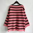 thumbnail image 5 of Sweaters For Women Sevevn Womens Striped Loose Long Sleeved Knitted Pullover Sweater Casual Round Neck Sweater, 5 of 5